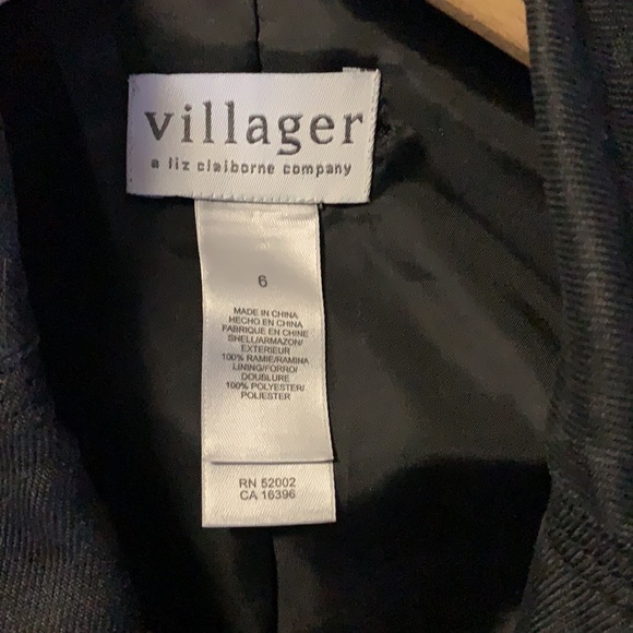Villager black blazer with 1 front button, two front pockets. Lightly worn. - Picture 2 of 5